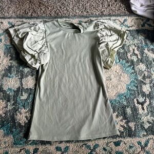 Green Ruffle Sleeve Top